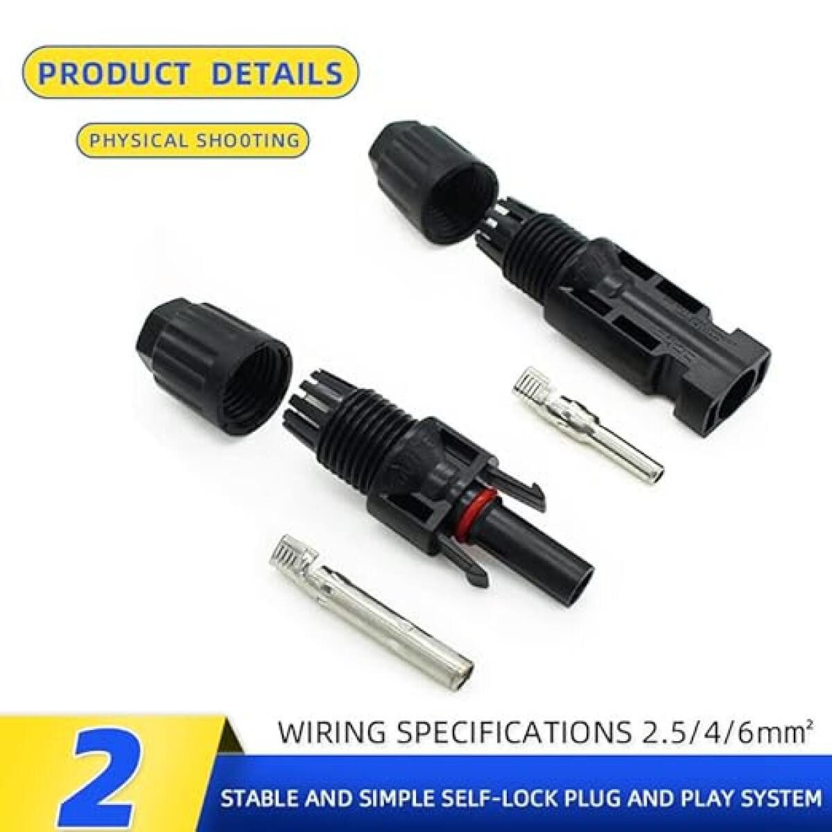 FELIXLEO Solarmodul Solarstecker 10 Paar IP67 Wasserdicht Männlich Weiblich 4 6mm² Kabel, (1-St) – Bild 4 von 5