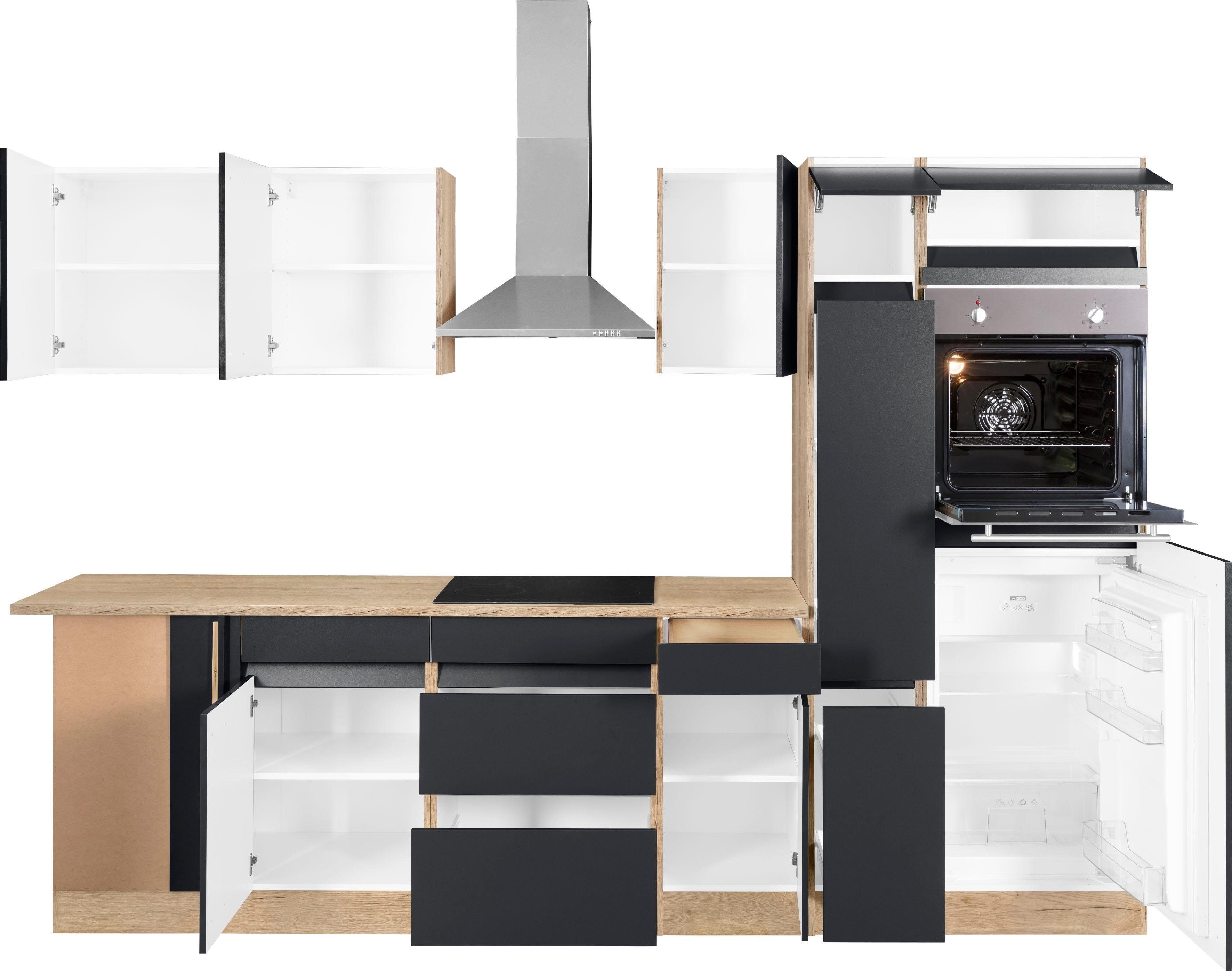 OPTIFIT Küchenzeile Roth, Stellmaße 300x175 cm, wahlweise mit E-Geräten, mit Apothekerschrank