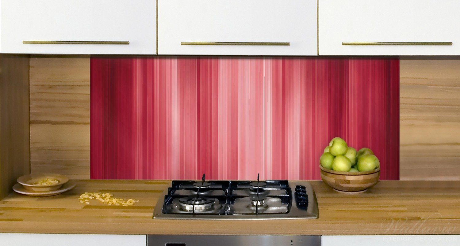 und Abstraktes Streifenmuster, gestreift Küchenrückwand Rot (1-tlg) schwarz Wallario -