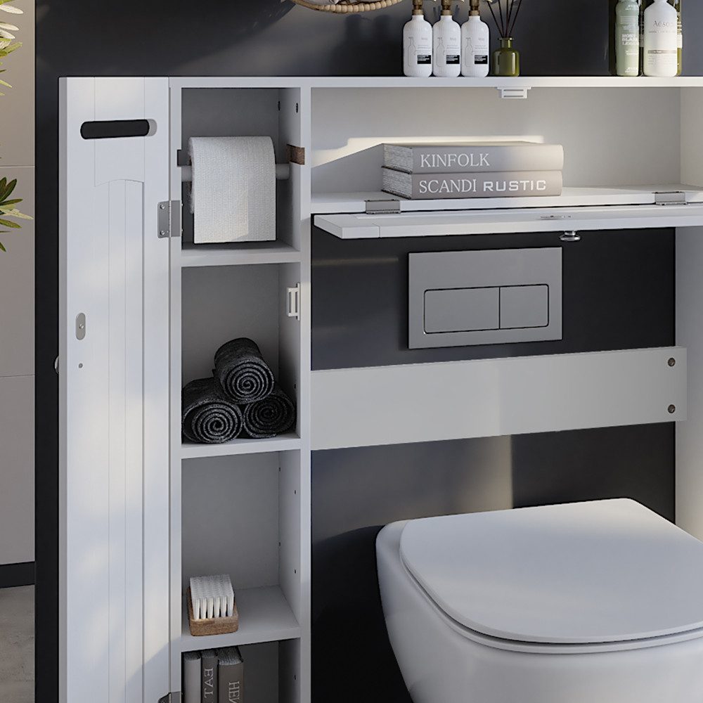 Vicco Badregal Bianco, Weiß, 89 x 99 cm mit 2 Toilettenpapierspendern, 1-tlg.