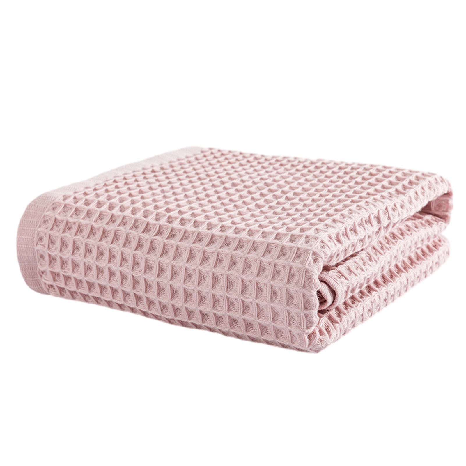 Blusmart Handtuch Set Einfarbiges Baumwoll-Waffel-Badetuch, Bequemes, Schnell Absorbierendes pink