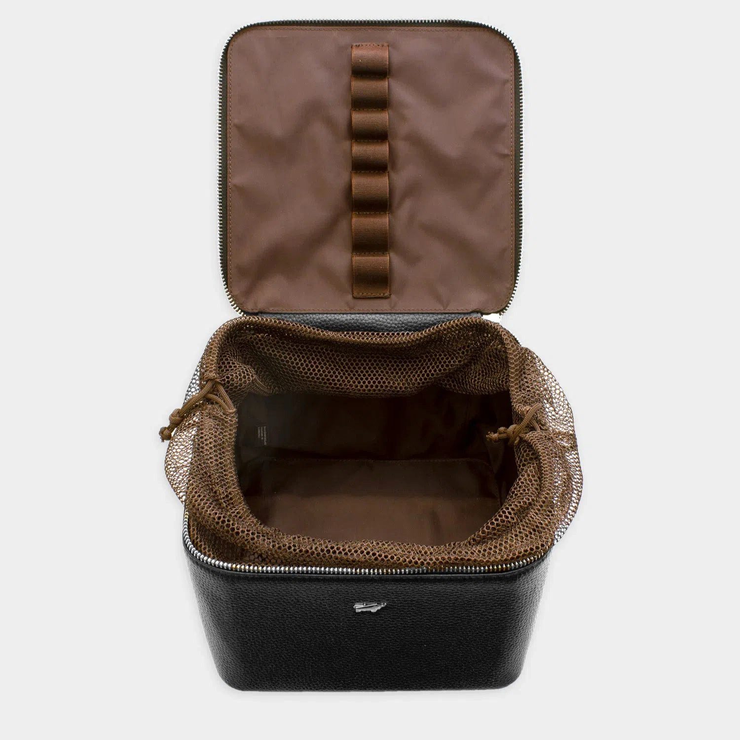 P&P Kulturtasche Aus Polyester – Schwarz-Braun Mit Zierschnalle – 3 Innenfächer, Ca. 29 X 20 X 10 Cm