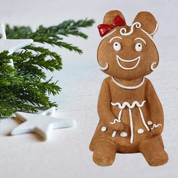 colourliving Weihnachtsfigur Lebkuchenfigur XL Lebkuchenfrau 45 cm Weihnachtsdeko Tischdeko, handbemalt, sehr echt wirkend, rutschhemmende Gummifüße