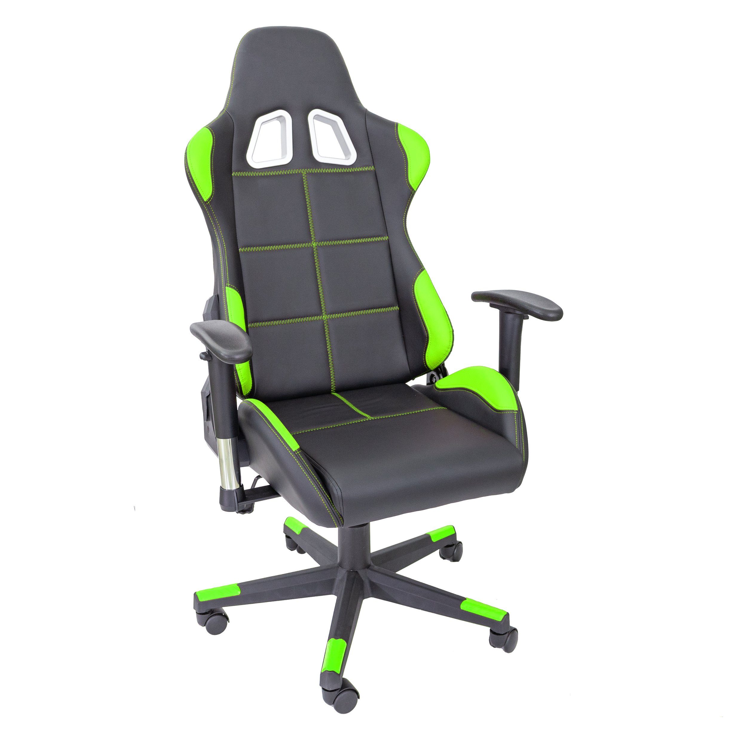 TPFLiving Bürostuhl Fire mit Lendenkissen XL Racing Stuhl Gaming-Stuhl (aus hochwertigem Kunstleder), Drehstuhl Zockerstuhl, Belastbarkeit bis 150 kg - Grün