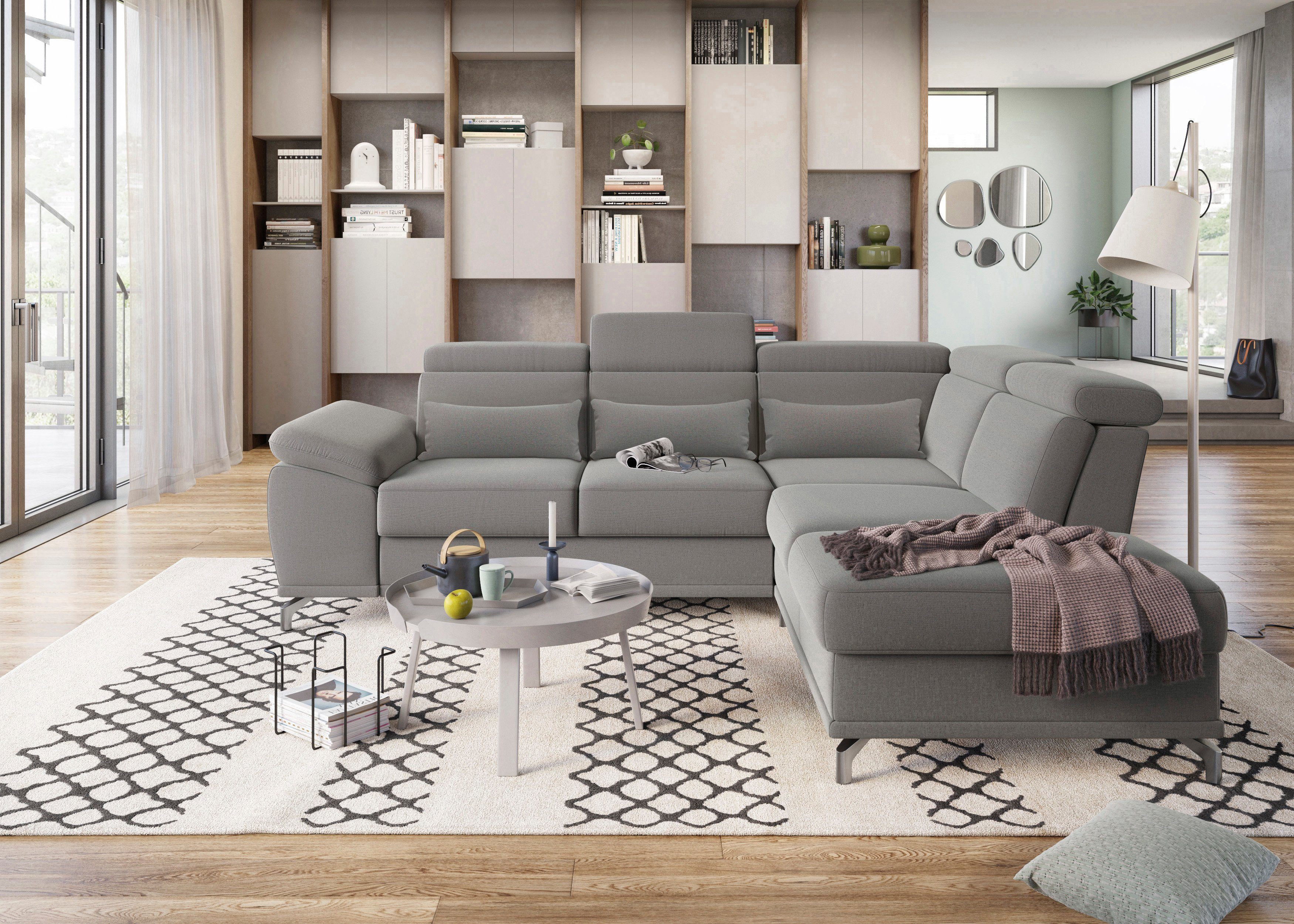 sit&more Ecksofa "Cabrio L-Form, B: 274 cm, mit Sitztiefen-, Arm- & Kopftei günstig online kaufen