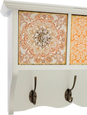 Myflair Möbel & Accessoires Deko-Wandregal Paisley, Garderobe, mit 4 Haken & Schubladen, Vintage-Look