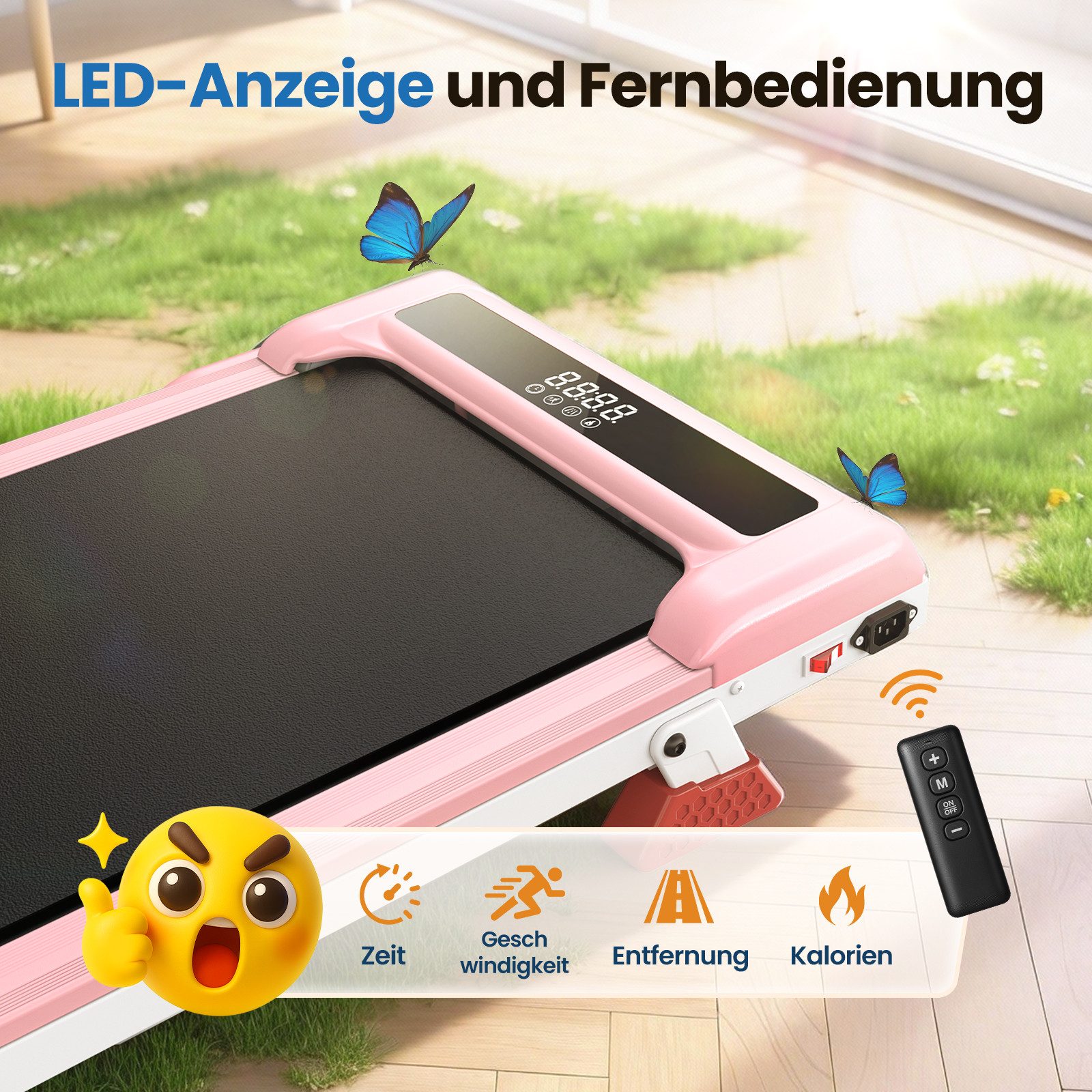 Dskeuzeew Laufband Tragbar Laufbänder 3 in 1 - Laufband mit 8% Steigung (Laufgerät für Zuhause bis 130KG - LED-Anzeige - Noise<45db), 1-10 km/h - Elektrisches 3.0 PS Bürstenloser Motor