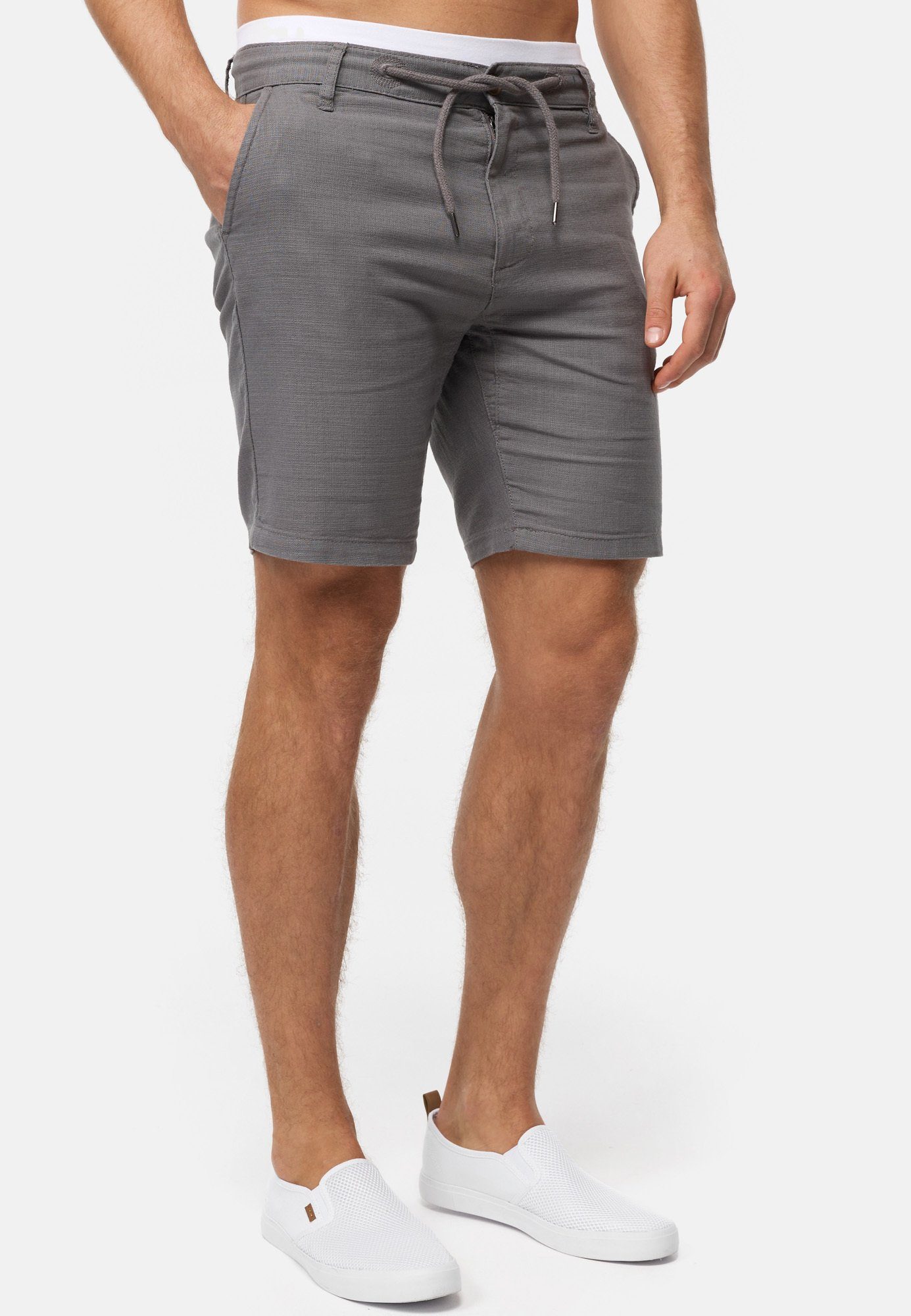 Indicode Chinoshorts Herren INCaro Chino Shorts Herrenshorts aus 100 % Baumwolle, inkl. Gürtel