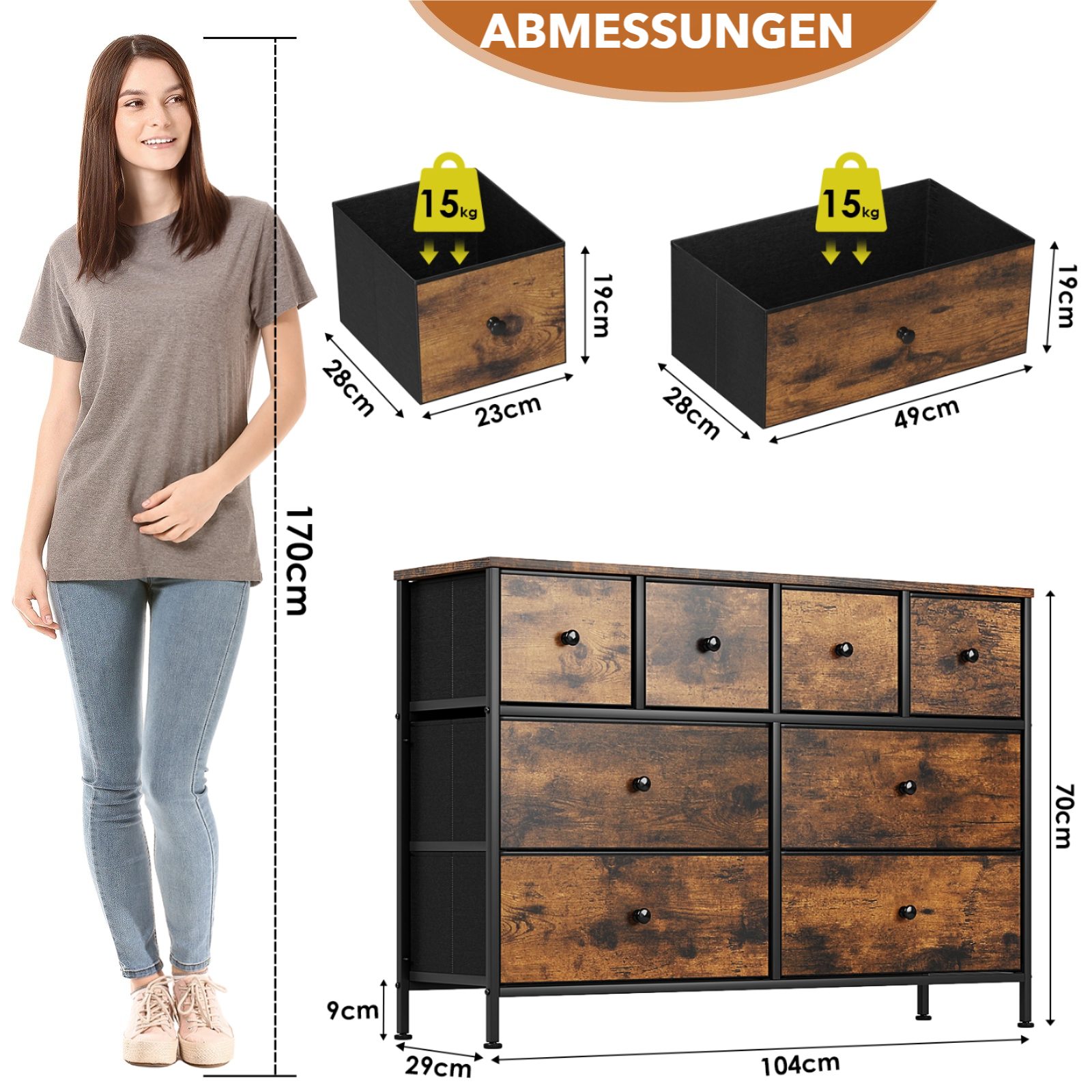 TLGREEN Stauraumschrank,Kommode mit Stoffschubladen,Aufbewahrungsschrank, ( günstig online kaufen