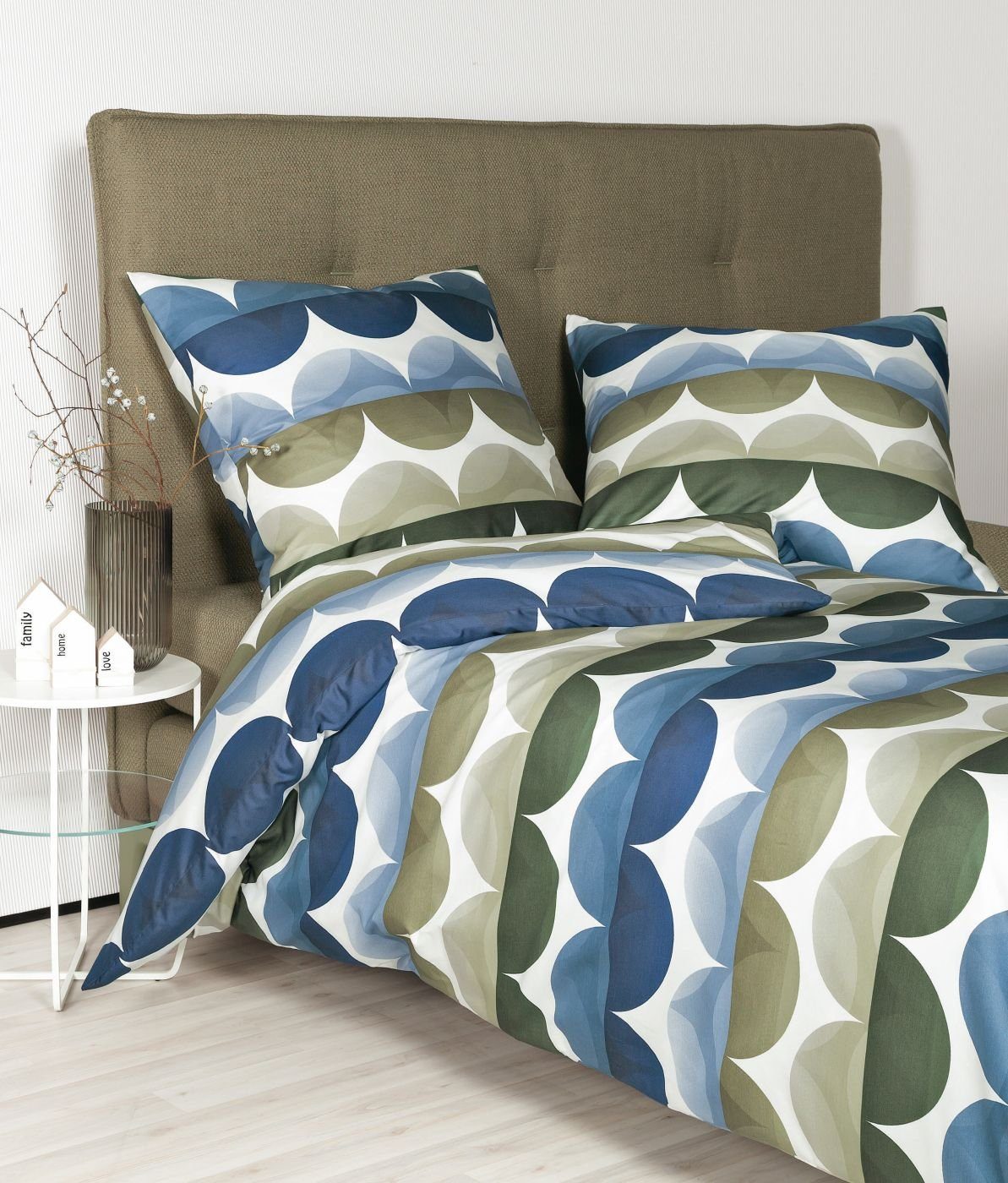 Janine Bettwäsche Mako-Satin Bettwäsche 200X200+2x80x80 moments blau, Baumwolle, 3 teilig, bettwäsche 135x200 baumwolle bettwäsche 135x200 mit reißverschluss