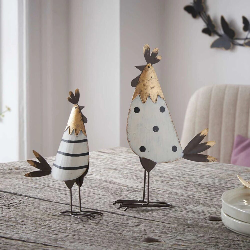 Home-trends24.de Dekofigur Hahn Huhn Metall Ostern Deko Figur Frühlingsdeko günstig online kaufen