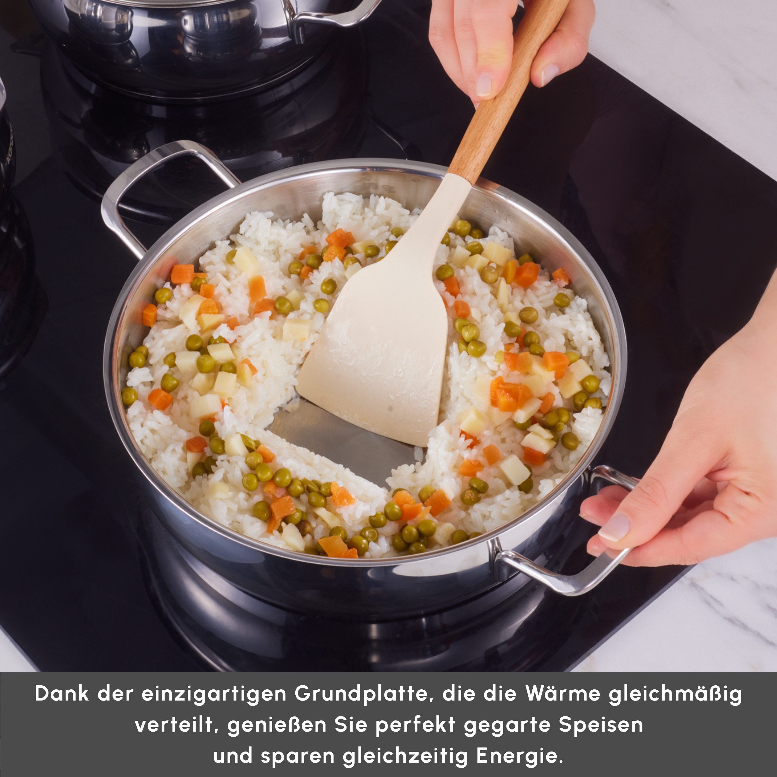 Karaca Topf-Set Cook & Store V2 - 13-tlg Stahl Kochgeschirr Set mit Vorratsdose
