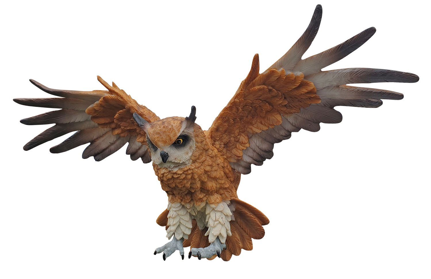 Dekofigur aus (1 fliegend Gartenfigur Tierfigur, St), Plus Fachhandel Wanddeko 3D Eule Kunstharz