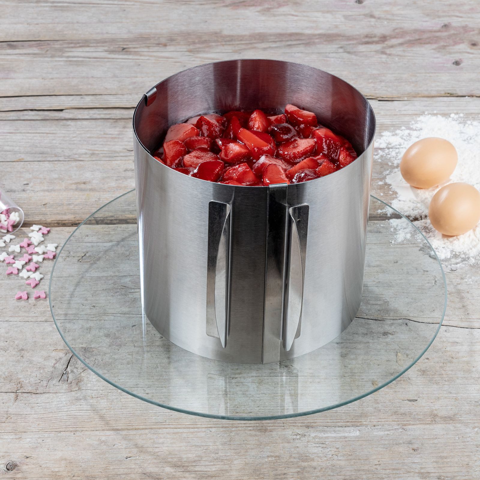 Gravidus Tortenring Edelstahl Tortenring Backring Backform Rund verstellbar 16-30 x 15cm