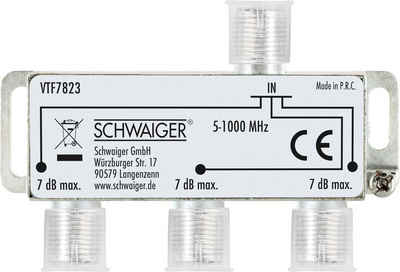 Schwaiger SAT-Verteiler VTF7823 531 (verteilt ein Signal auf drei Teilnehmer), für Kabel- und Antennenanlagen