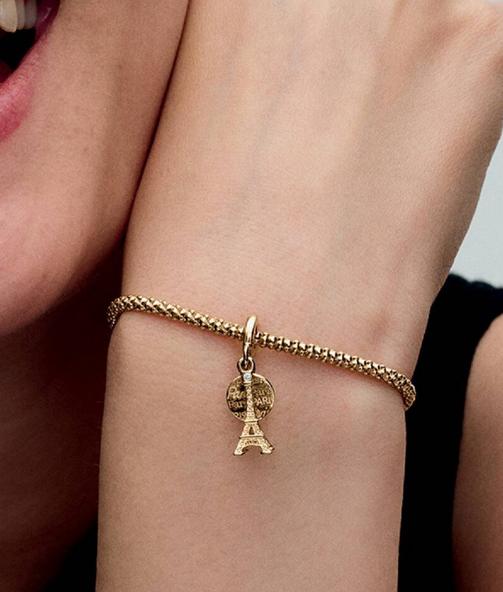Pandora Charm-Einhänger Pandora Moments Pariser Eiffelturm Gravierbarer Doppelter Charm-Anhäng