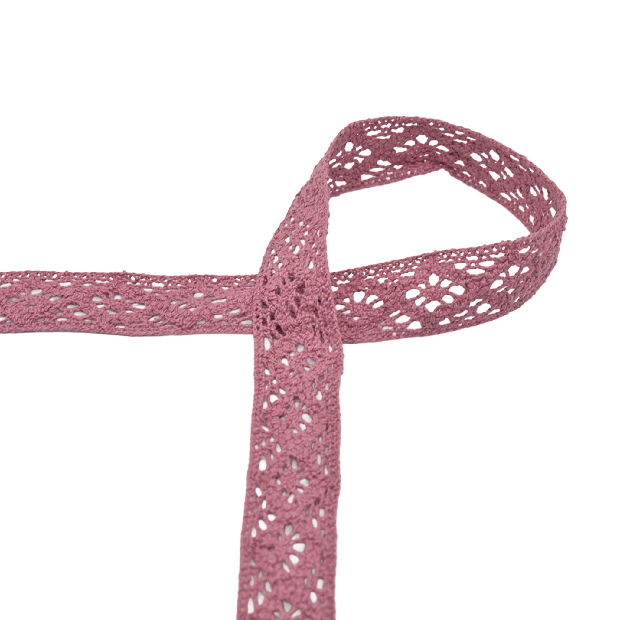 maDDma Spitzenband Baumwollspitze 3m x 20mm Zierband Häkelborte Klöppelspitze Dekospitze, mauve