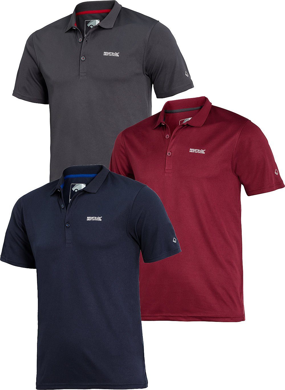 Regatta Funktionsshirt (3er-Pack) klassischer Look im funktionellen Gewebe günstig online kaufen