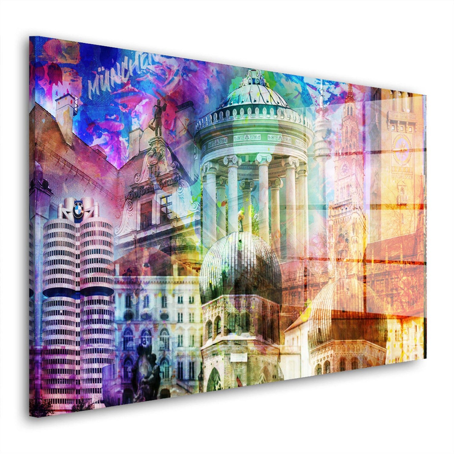 Artedinoi Acrylglasbild München Pop Art Acrylglas Wandbild Bild Wanddeko Wohnzimmer XL