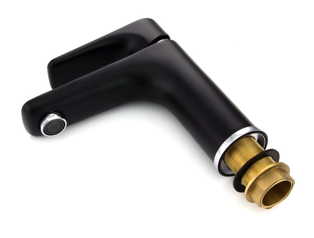 Hydroland Waschtischarmatur Senja Black Einhebelmischer Waschbecken Wasserhahn Badarmatur schwarz/chrom SENJA – Bild 5 von 5