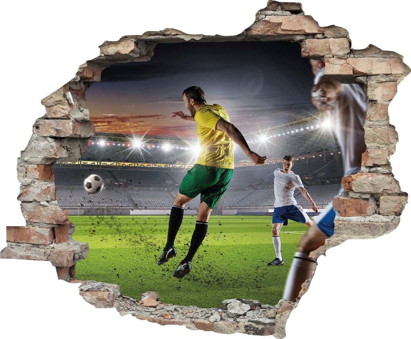 queence Wandtattoo Fußball Schuss (1 St), Wandsticker, Wandbild, selbstklebend, 3D, Wanddurchbruch