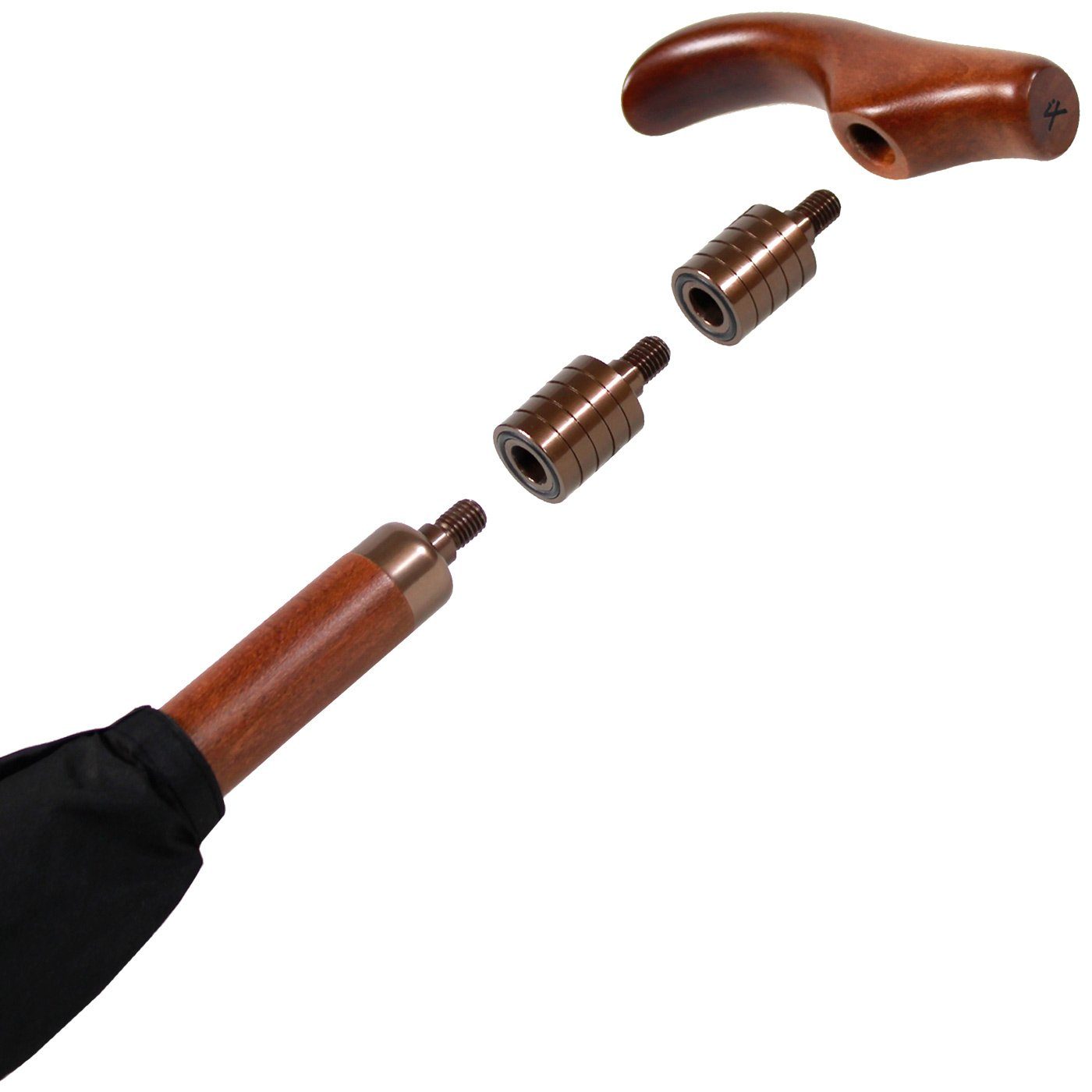 iX-brella Stockregenschirm Stützschirm mit Holzgriff - höhenverstellbar, sehr stabil, im klassischen Design