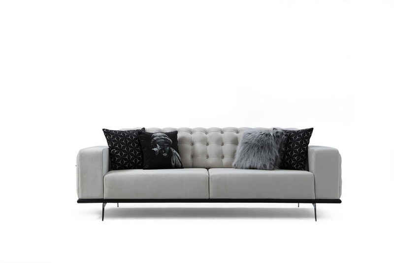 JVmoebel Sofa Moderner 3-Sitzer Wohnzimmer Weiße Edle Couch Luxuriöses Polstersofa, 3x-Sitzer Sofa 1 Teile, Made in Europa