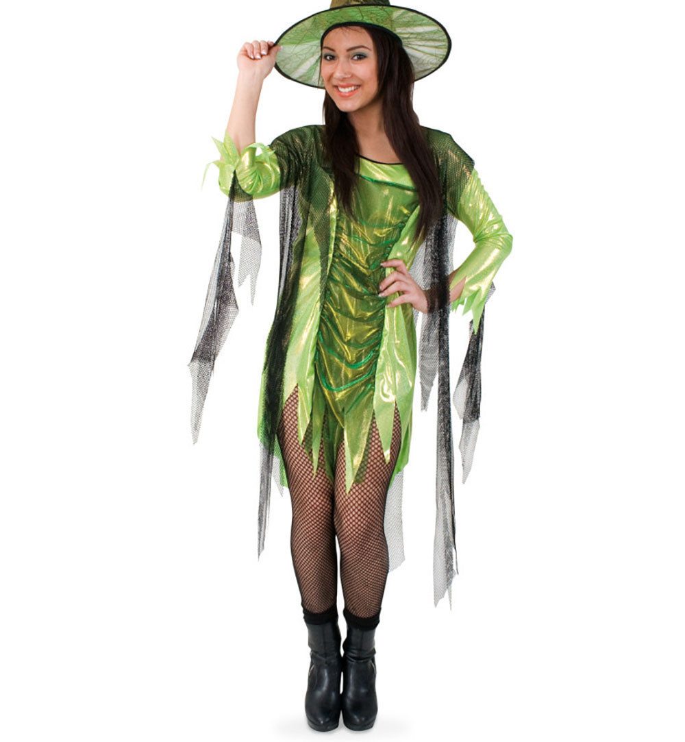 Fries Hexen-Kostüm Grünes Gift Hexen Kleid Kostüm Halloween Karneval Fasching Party