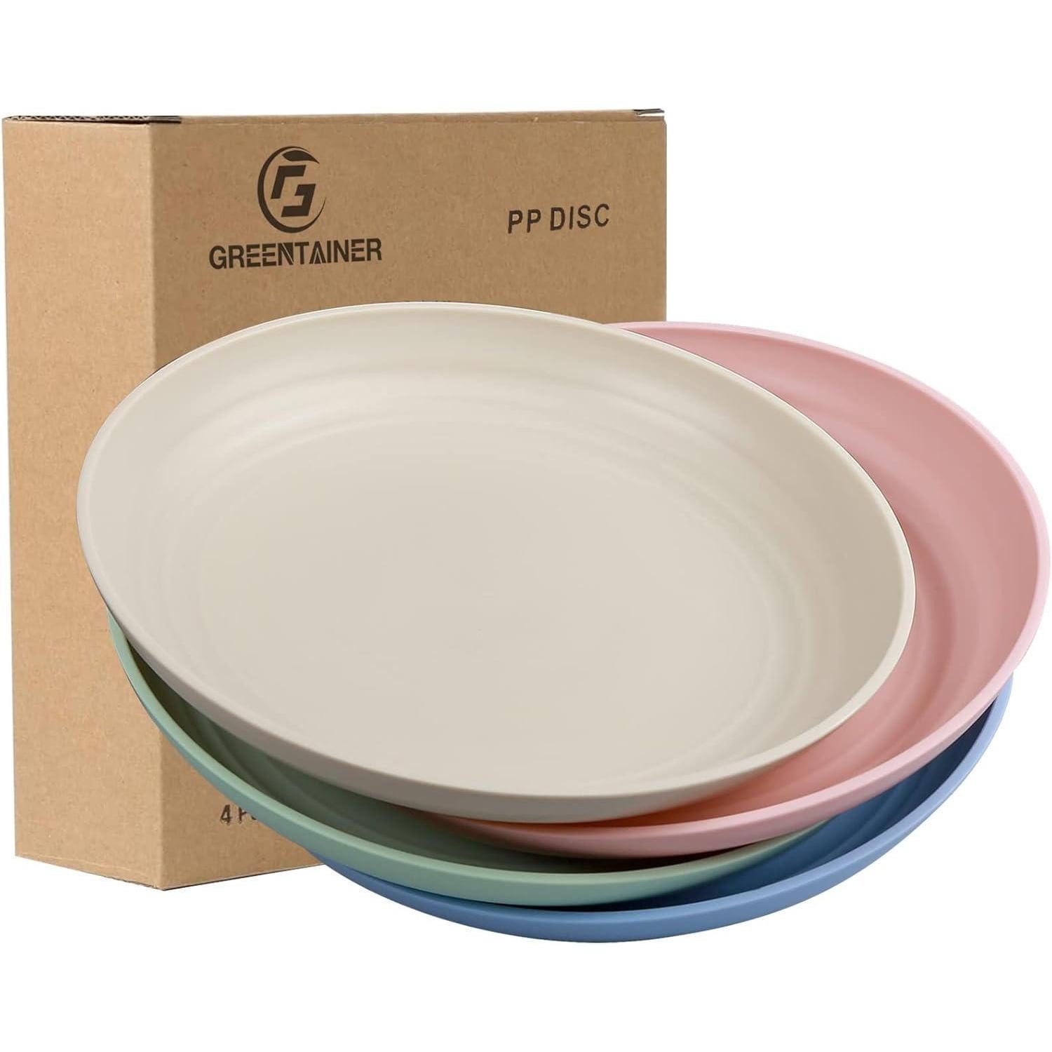 LuxusKollektion Mikrowellenteller Teller Set 4er 22,3cm PP Unzerbrechlich BPAfrei Helle Farbe 22,3cm