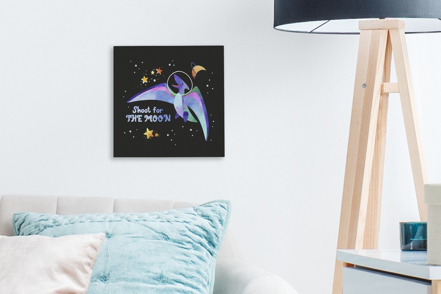 OneMillionCanvasses® Leinwandbild Schlafzimmer Zitate Kind Bilder für Wohnzimmer Sprichwörter Leinwand - Raumfahrt - Mond - -, - den 'Auf schießen' (1 St)