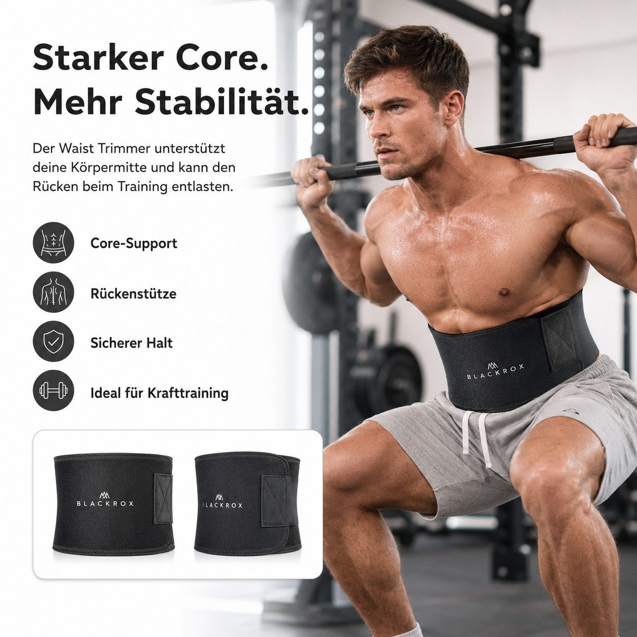BLACKROX Taillengürtel [Vergleichssieger 2026] Schwitzgürtel zum abnhemen, Gr. S - XXL – Bild 5 von 5