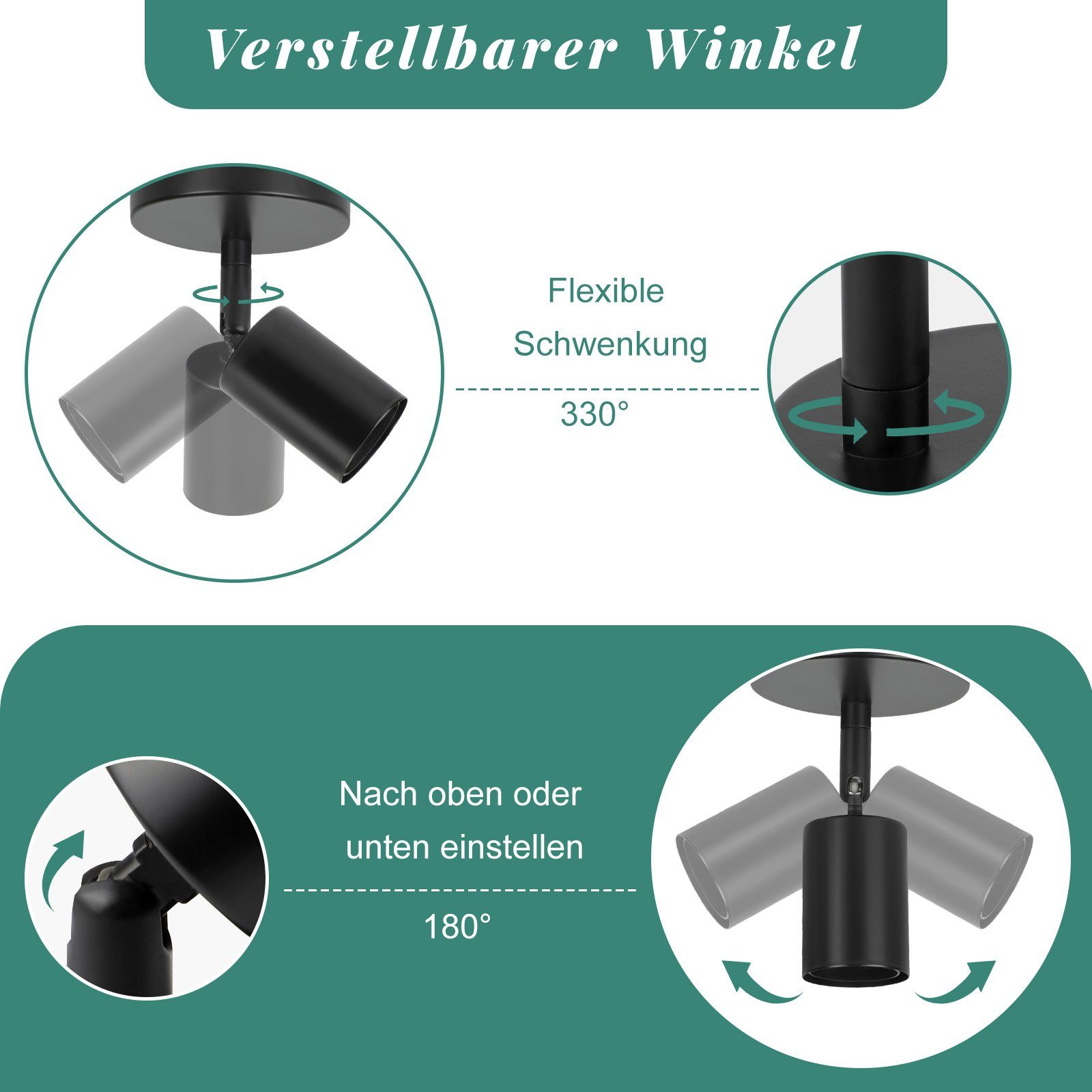 Nettlife Deckenstrahler Schwarz 1/2/3/4/6 Flammig Deckenleuchte E27 Industr günstig online kaufen