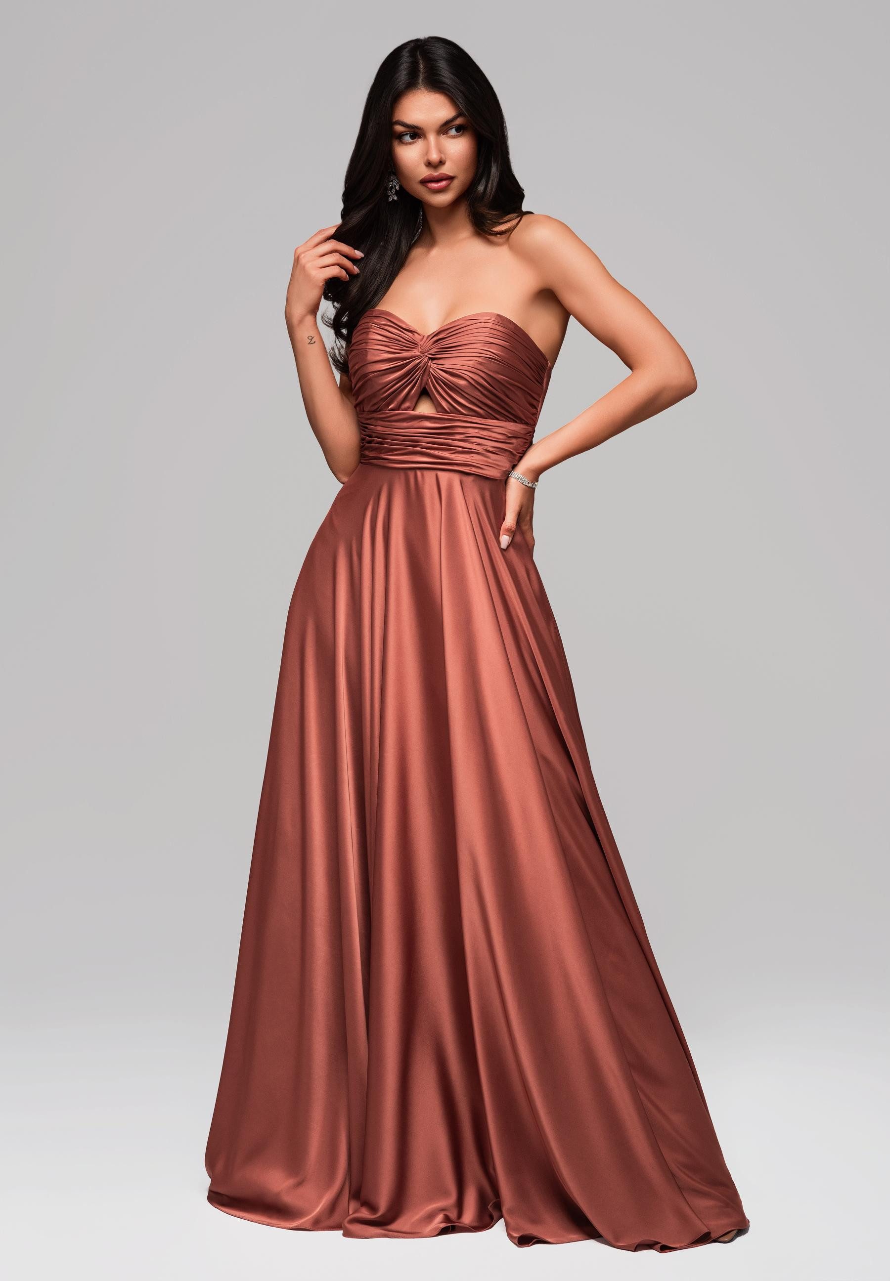 OMBRE Abendkleid Schulterfreies Satinkleid günstig online kaufen