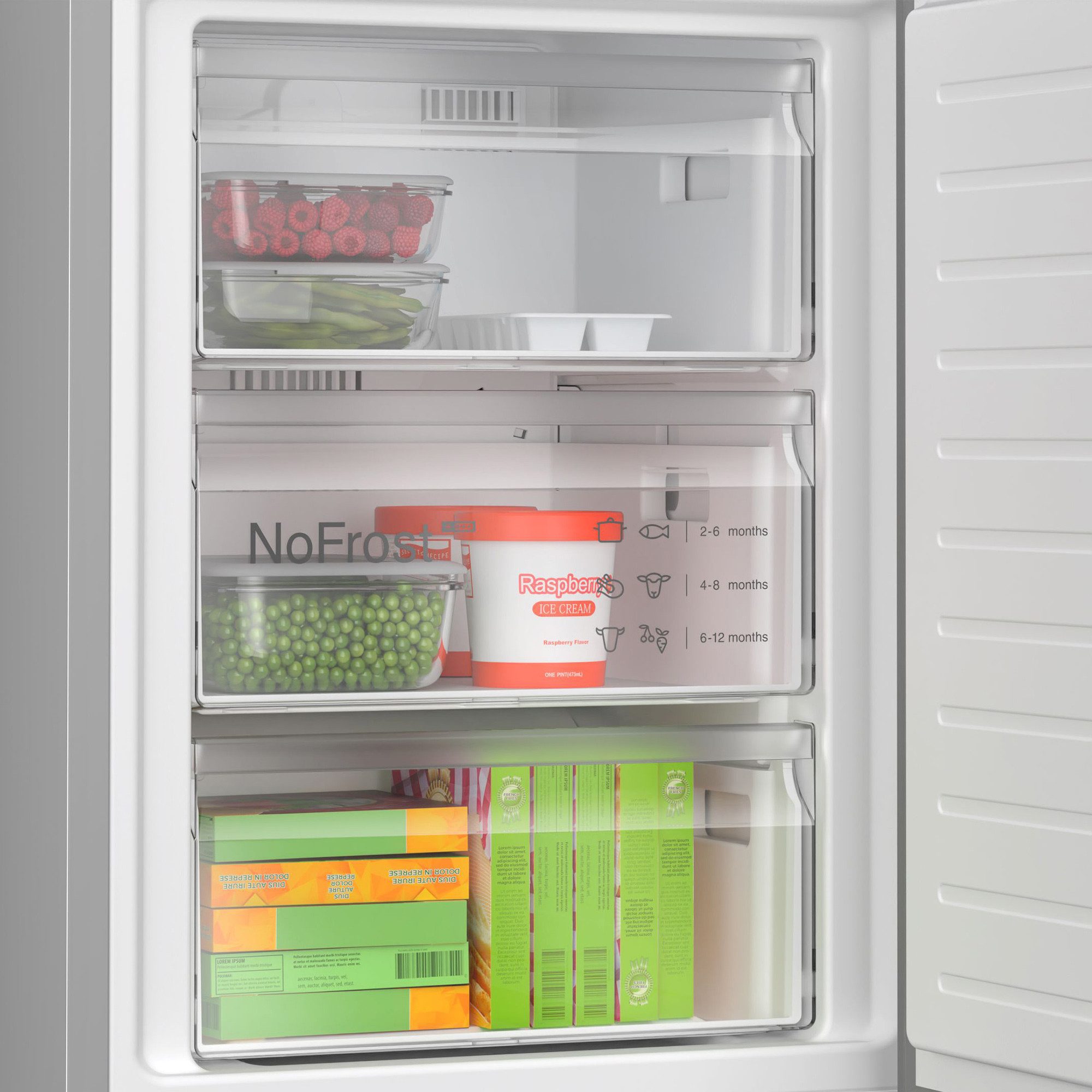 BOSCH Kühl-/Gefrierkombination KGN392IBF, 203 cm hoch, 60 cm breit, VitaFresh XXL <0 °C, Multi Airflow, Total No Frost