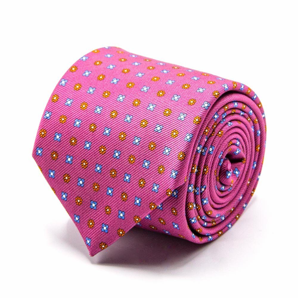 BGENTS Krawatte Mogador-Krawatte mit Blüten-Muster Breit (8cm) Raspberry