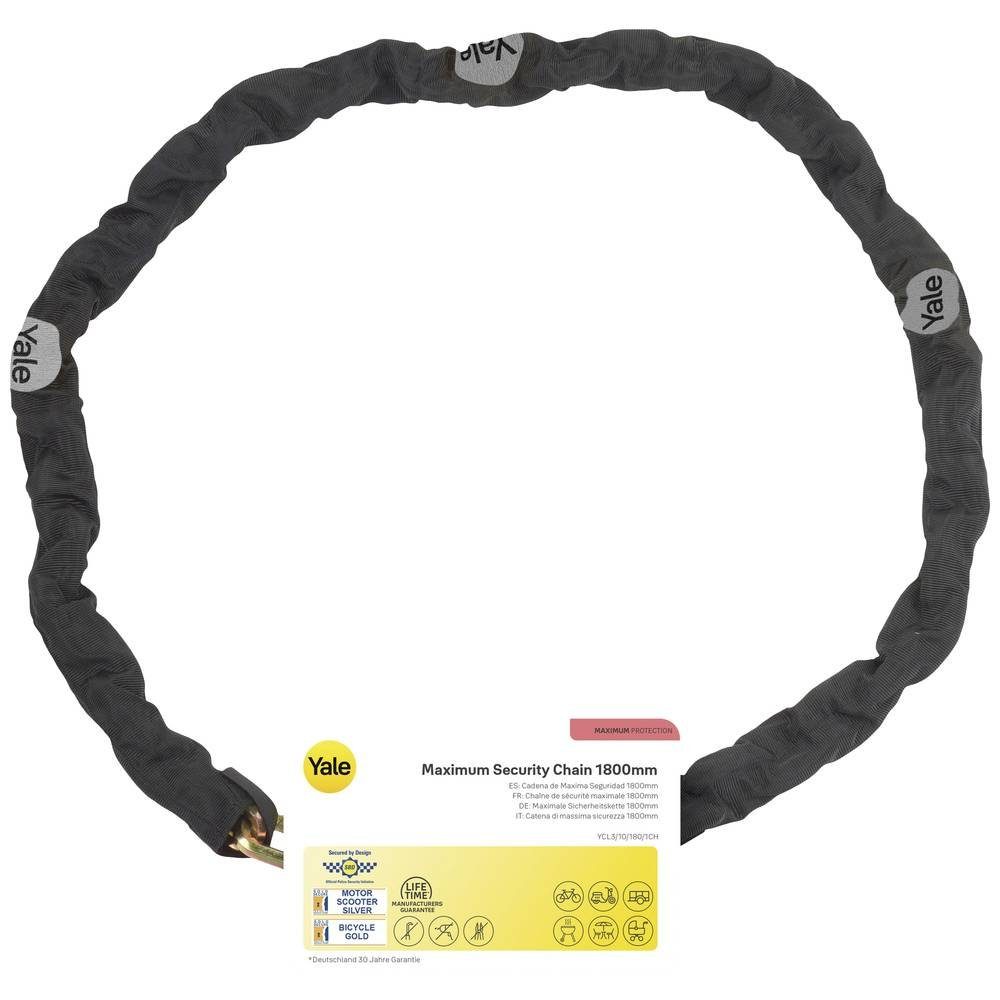 Yale Kettenschloss Sicherheits-Stahlkette 1.8 m Maximale Sicherheit YCL3/10/180/1CH