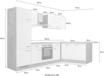 Flex-Well Winkelküche Vintea, mit E-Geräten, Gesamtbreite 280 x 170 cm