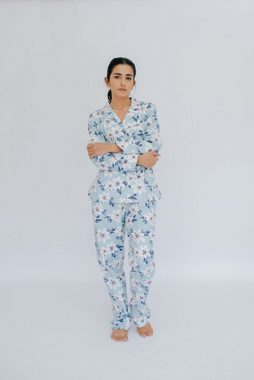 SNOOZE OFF Pyjama Schlafanzug in hellblau mit Blütendruck (2 tlg., 1 Stück)