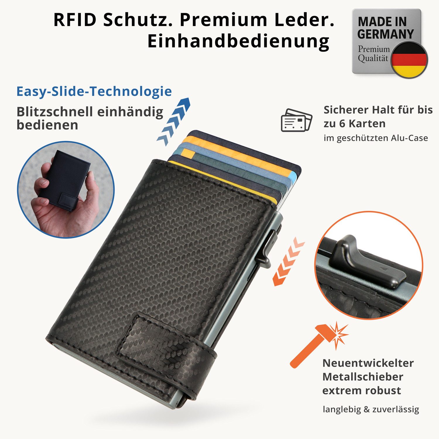 SecWal Geldbörse, Kartenetui mit Münzfach Druckknopf, Slim Wallet, RFID Schutz, Geldbeutel klein, für Damen und Herren