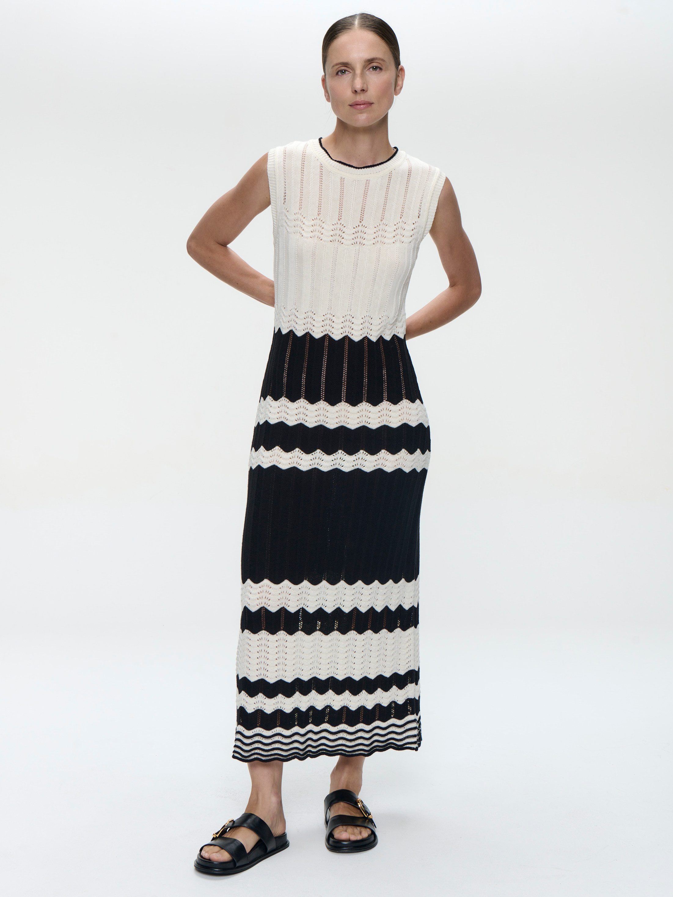 JANE LUSHKA Strickkleid Maxi-Länge Baumwoll-Acryl-Mischung