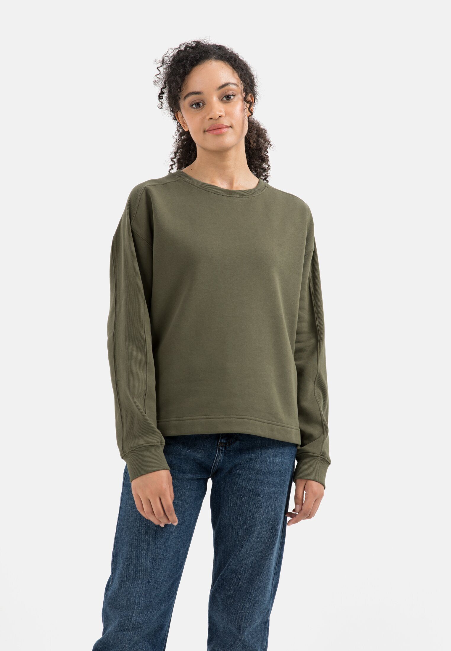 camel active Sweatshirt aus reiner Baumwolle Oliv-Grau | Sweatshirts