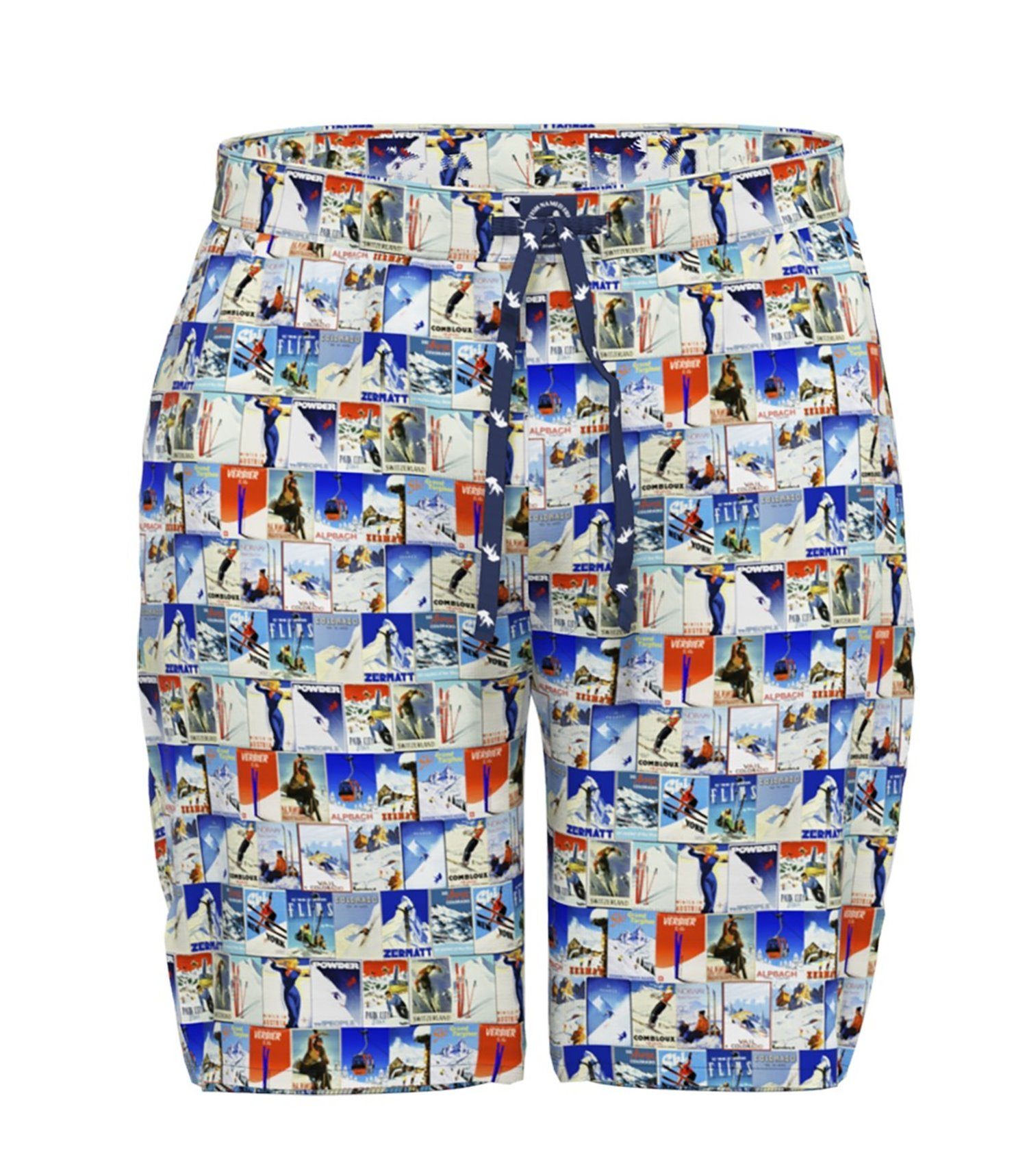 A Fish named Fred Pyjamashorts Herren Pyjamashorts mit Ski Symbolen (1-tlg) Modisches Design Baumwolle