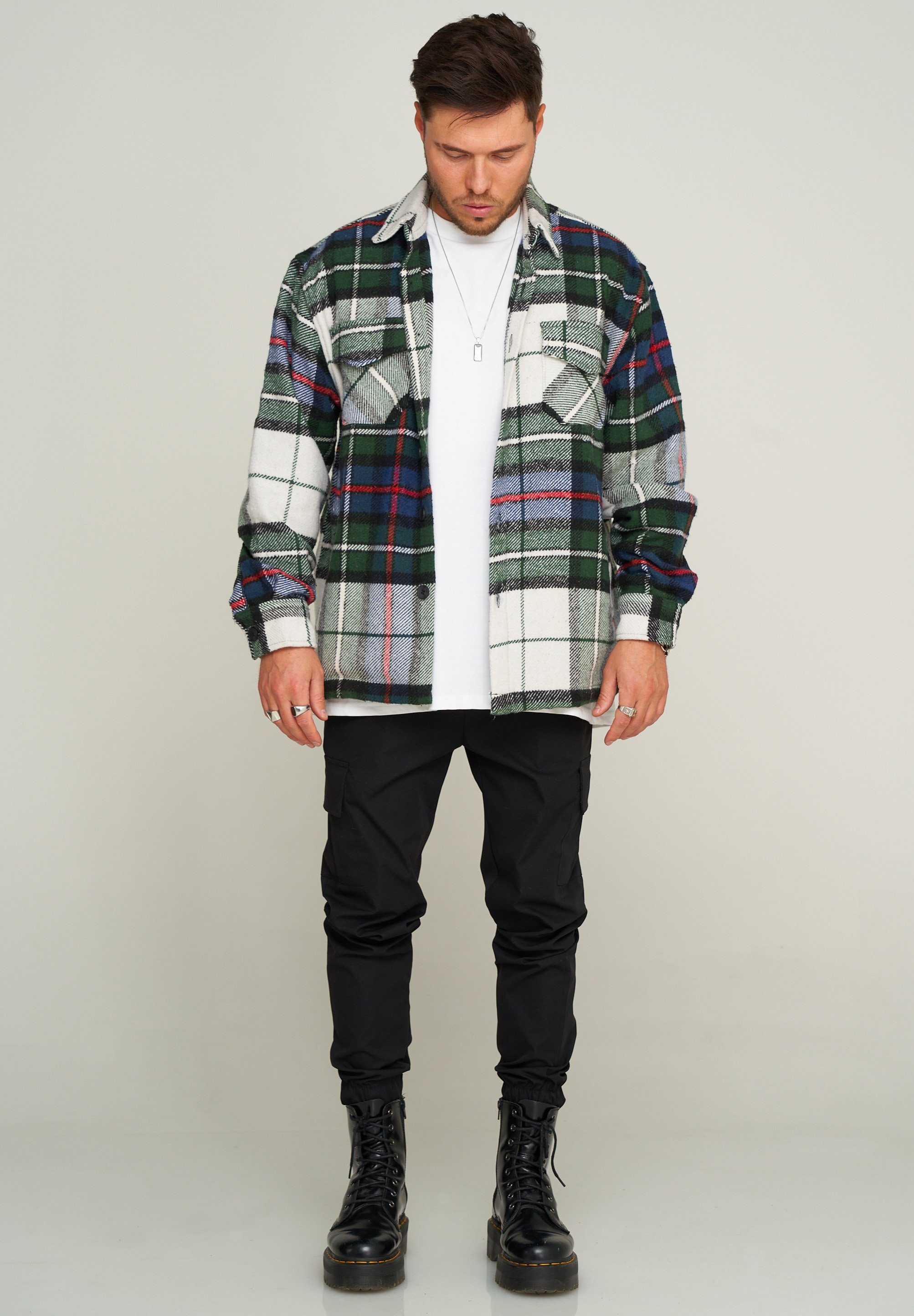 Green-White 2Y Flanellhemd Oversized 2YJOENSUU Flanell Premium