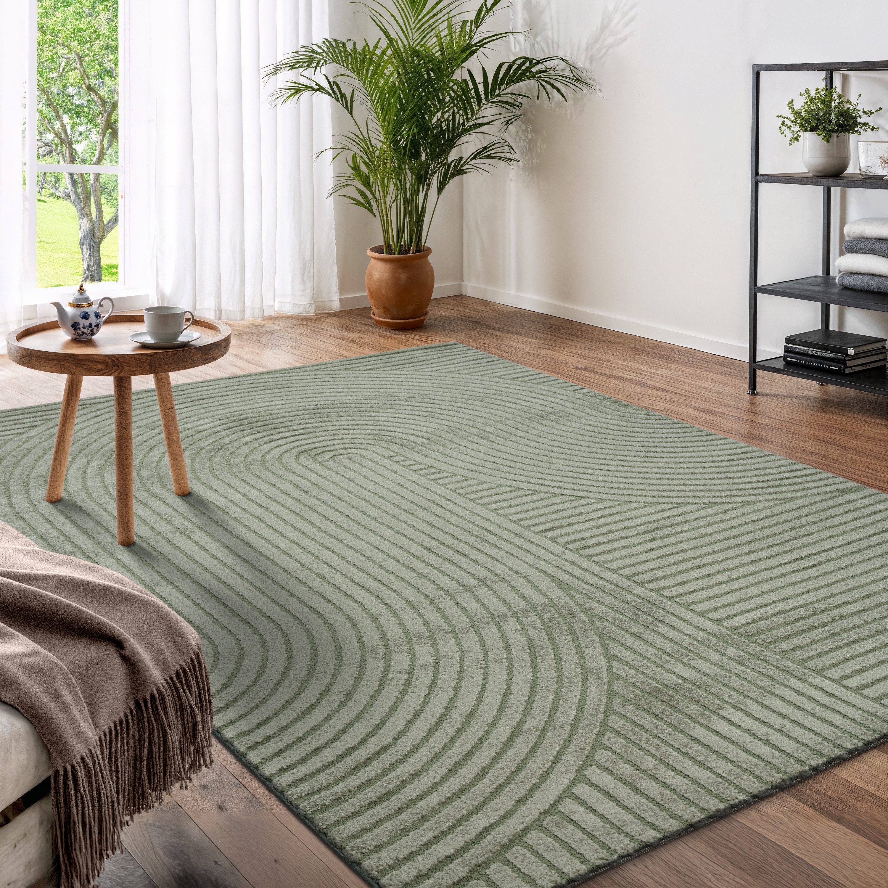 OTTO home Designteppich Eliaan 3D Optik/Hoch-Tief Effekt, rechteckig, Höhe: 14 mm, hohe Flordichte und angenehm weich, Teppich Wohnzimmer Boho Design