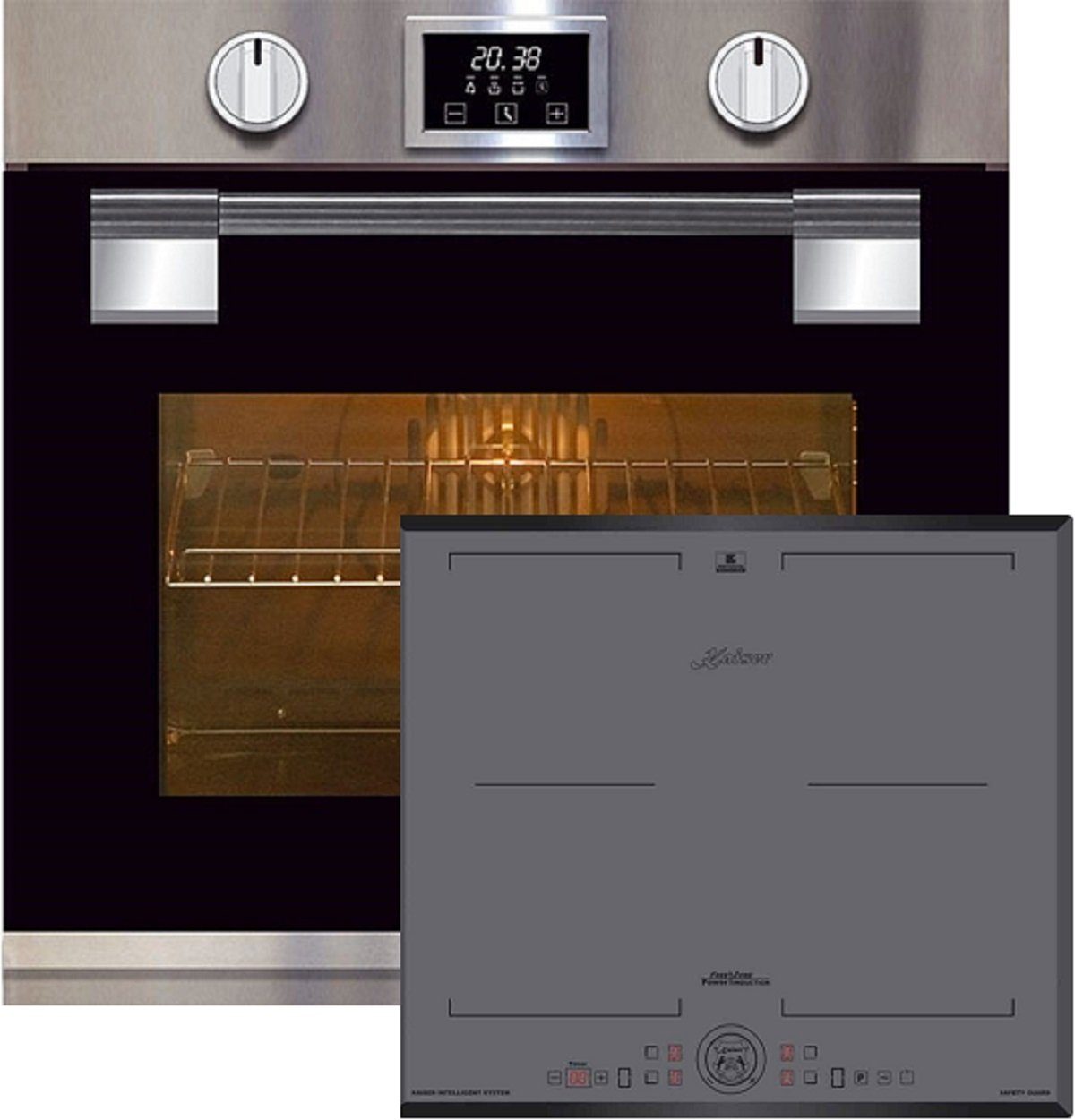 Kaiser Küchengeräte Backofen-Set Herd Set Autark Pyrolyse Backofen,79L,11 Funktionen mit Induktionskochfeld 60 cm EH 6337+ KCT 6730 FIG, mit 1-fach-Teleskopauszug, Pyrolyse-Selbstreinigung