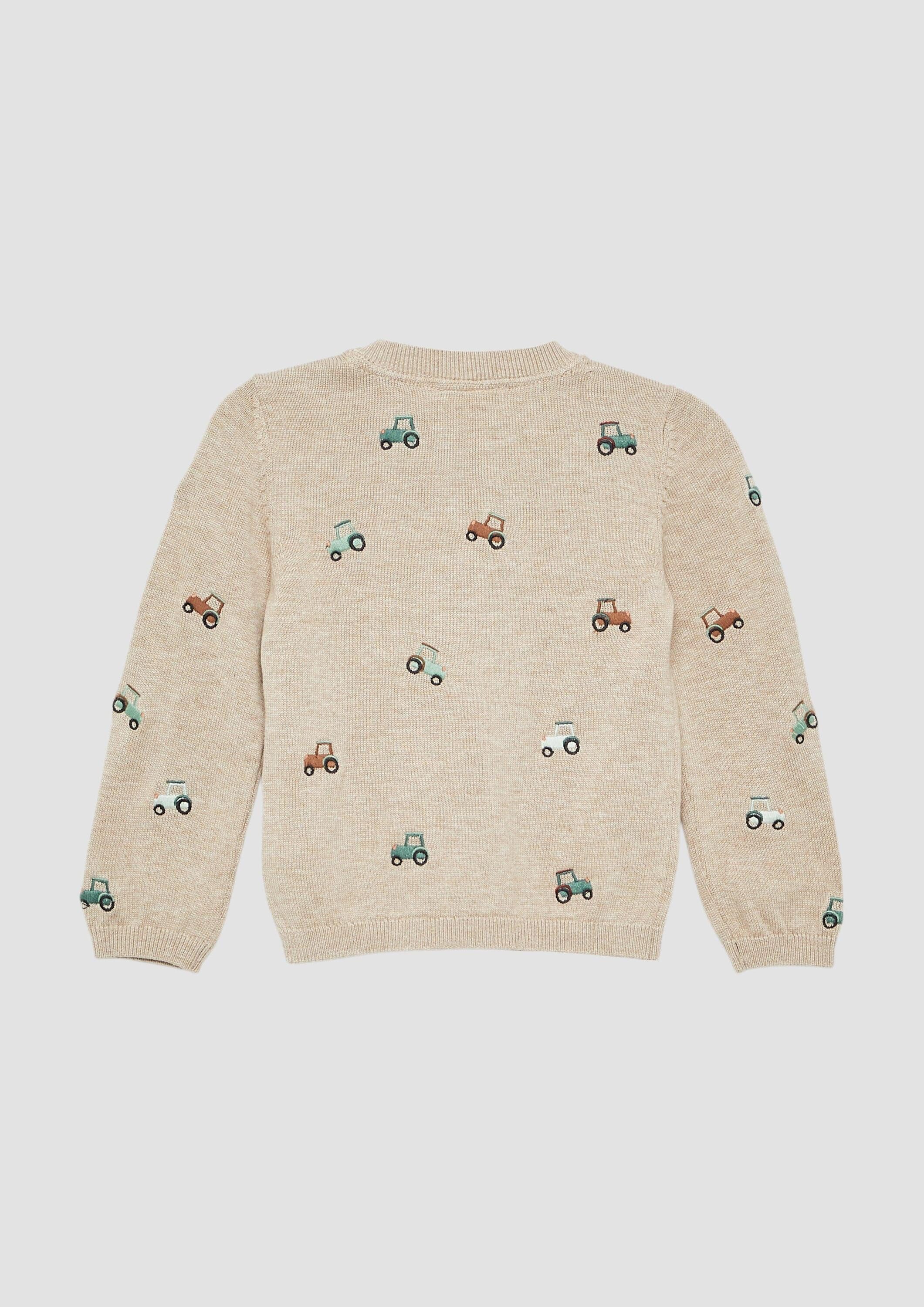 s.Oliver Longpullover Strickpullover Feinstrickpullover mit Traktor-Stickerei