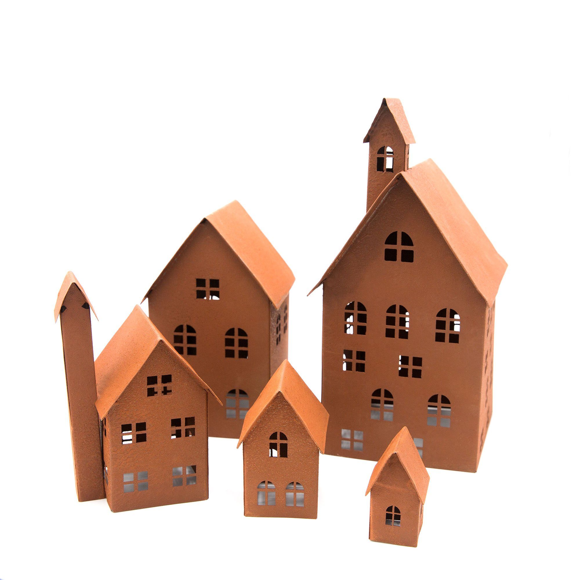 UNUS HOME Teelichthalter Deko Häuser Metall 5er Set (5 St., 5er Set verschi günstig online kaufen