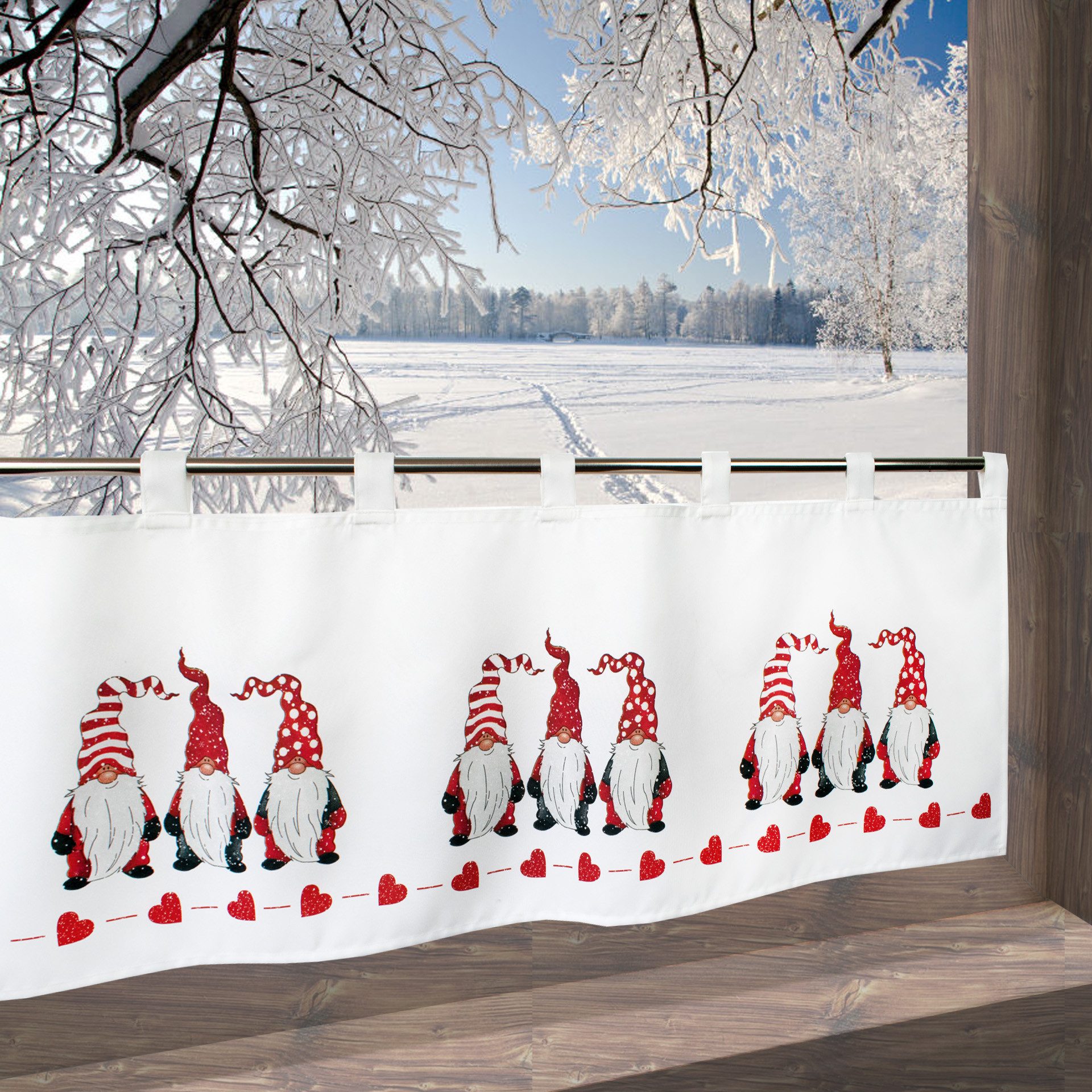 Delindo Lifestyle Scheibengardine Wichtel zu Weihnachten, 45x120 cm (1 St), günstig online kaufen