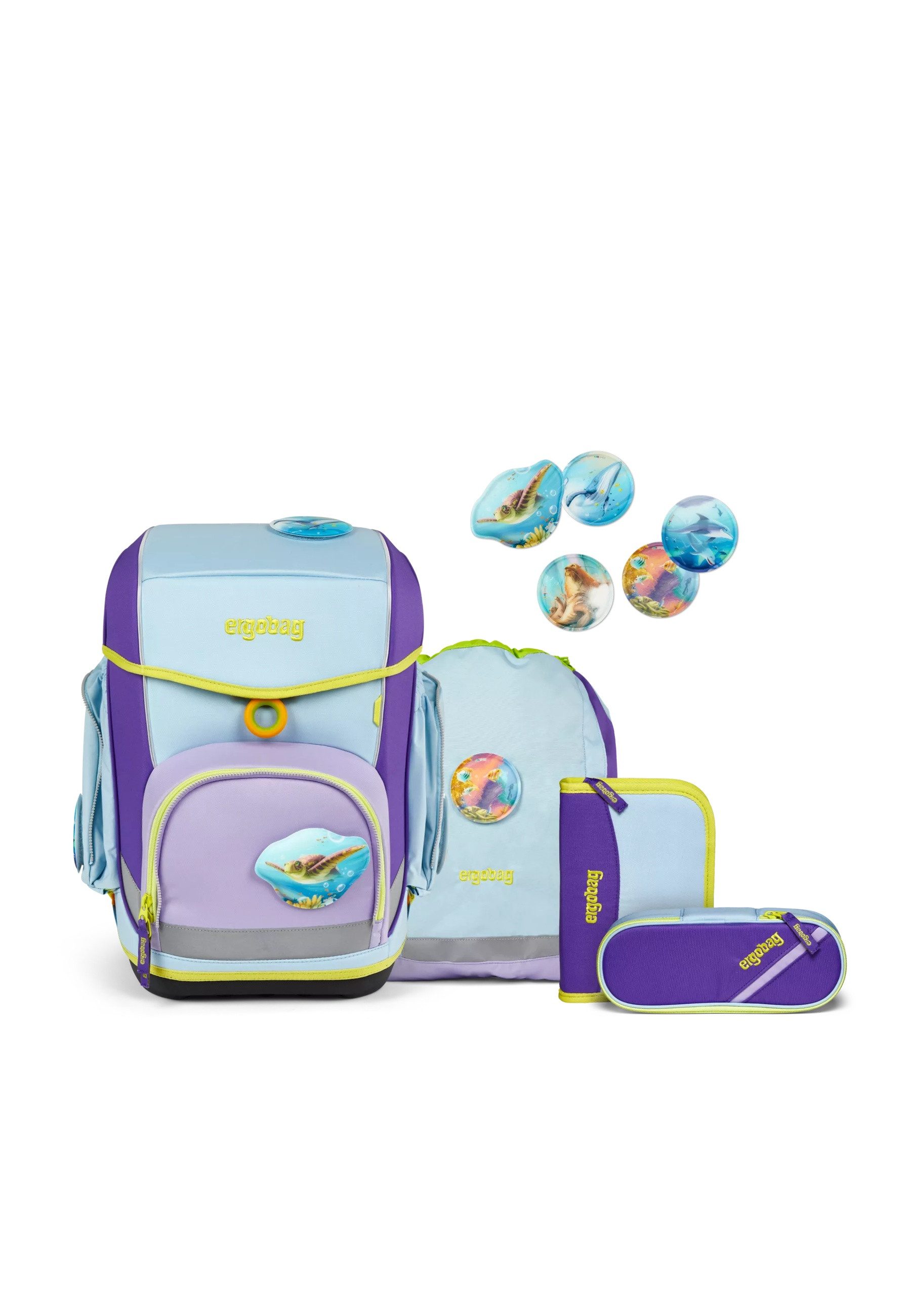 ergobag Ранцы cubo Set (5-tlg., cubo Set), verstellbarer Brustgurt