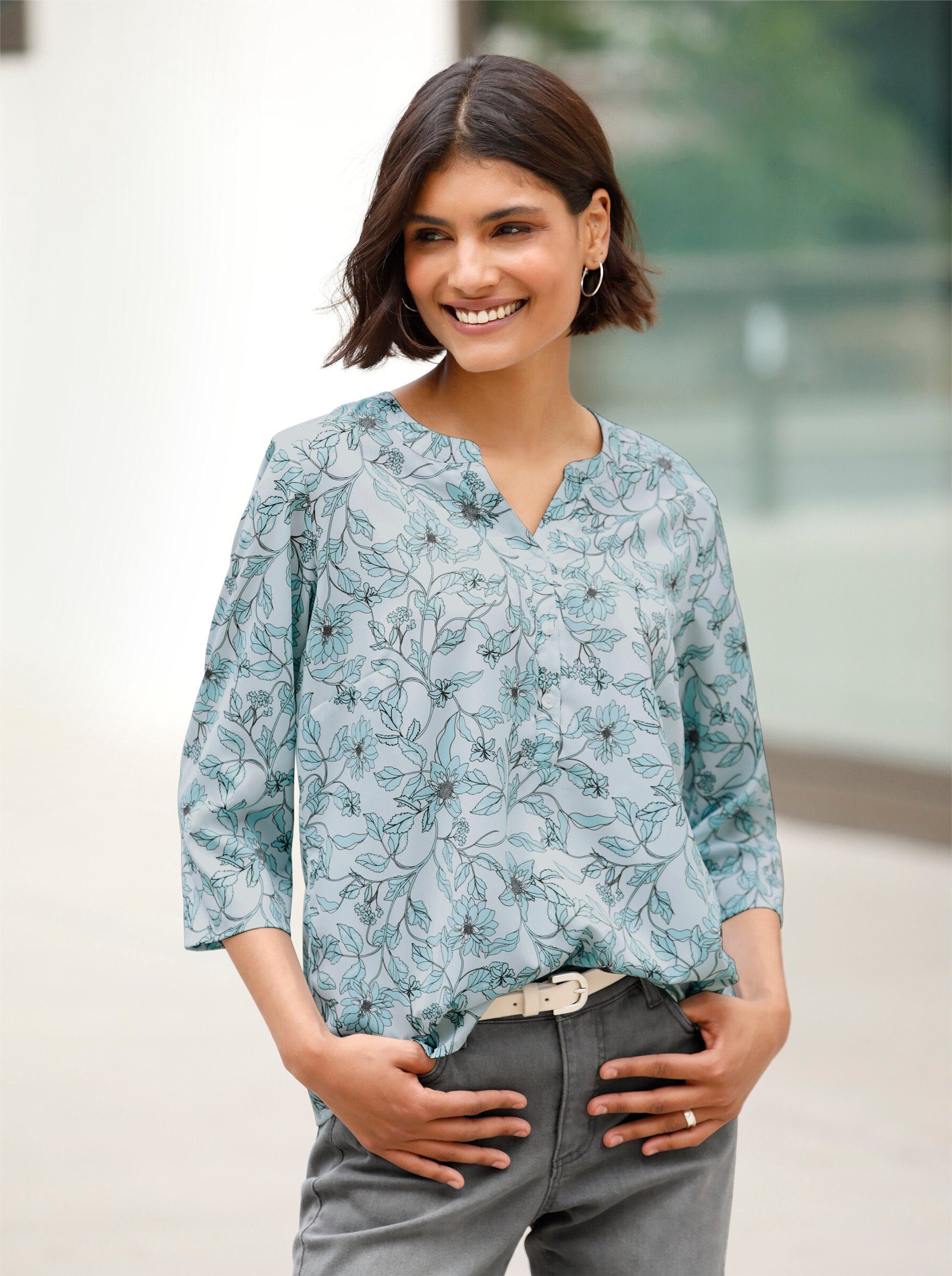 Sieh an! Klassische Bluse Schlupfbluse 3/4-Arm